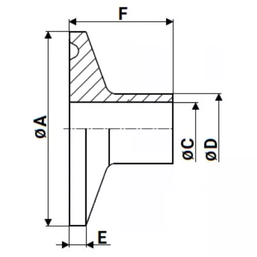 Штуцер CLAMP UC-31-W-91 Ду65 Ру10, корпус - нержавеющая сталь 304, присоединение - под приварку